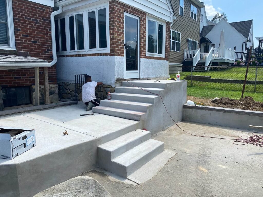 concrete bilevel stairs patio