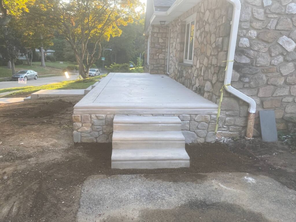 concrete side stairs and patio